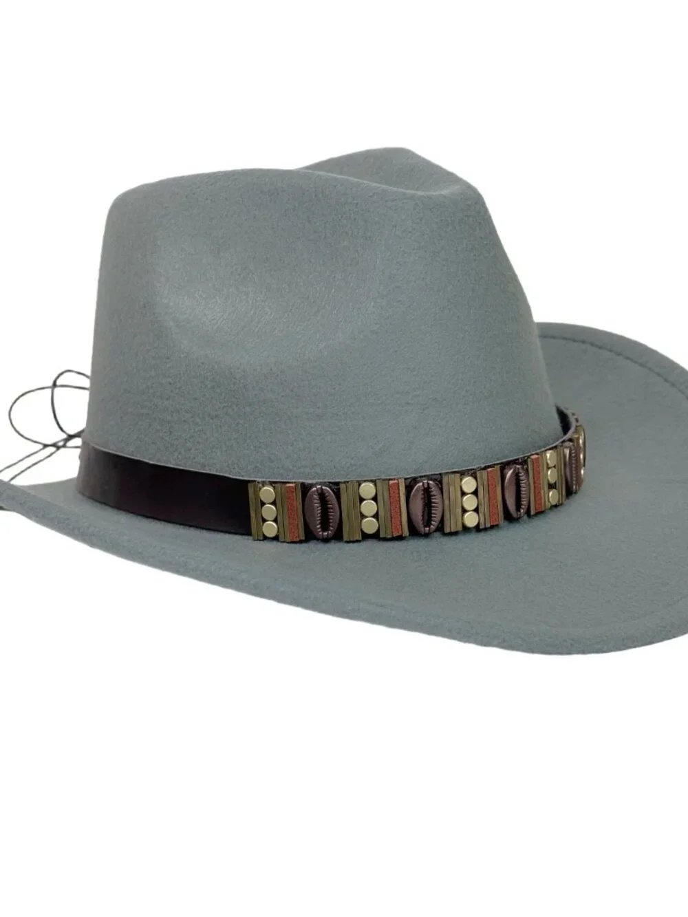 Gray Western Cowboy Hat Wide Brim Ranch Rodeo Cowgirl Festival Boho Costume Hat
